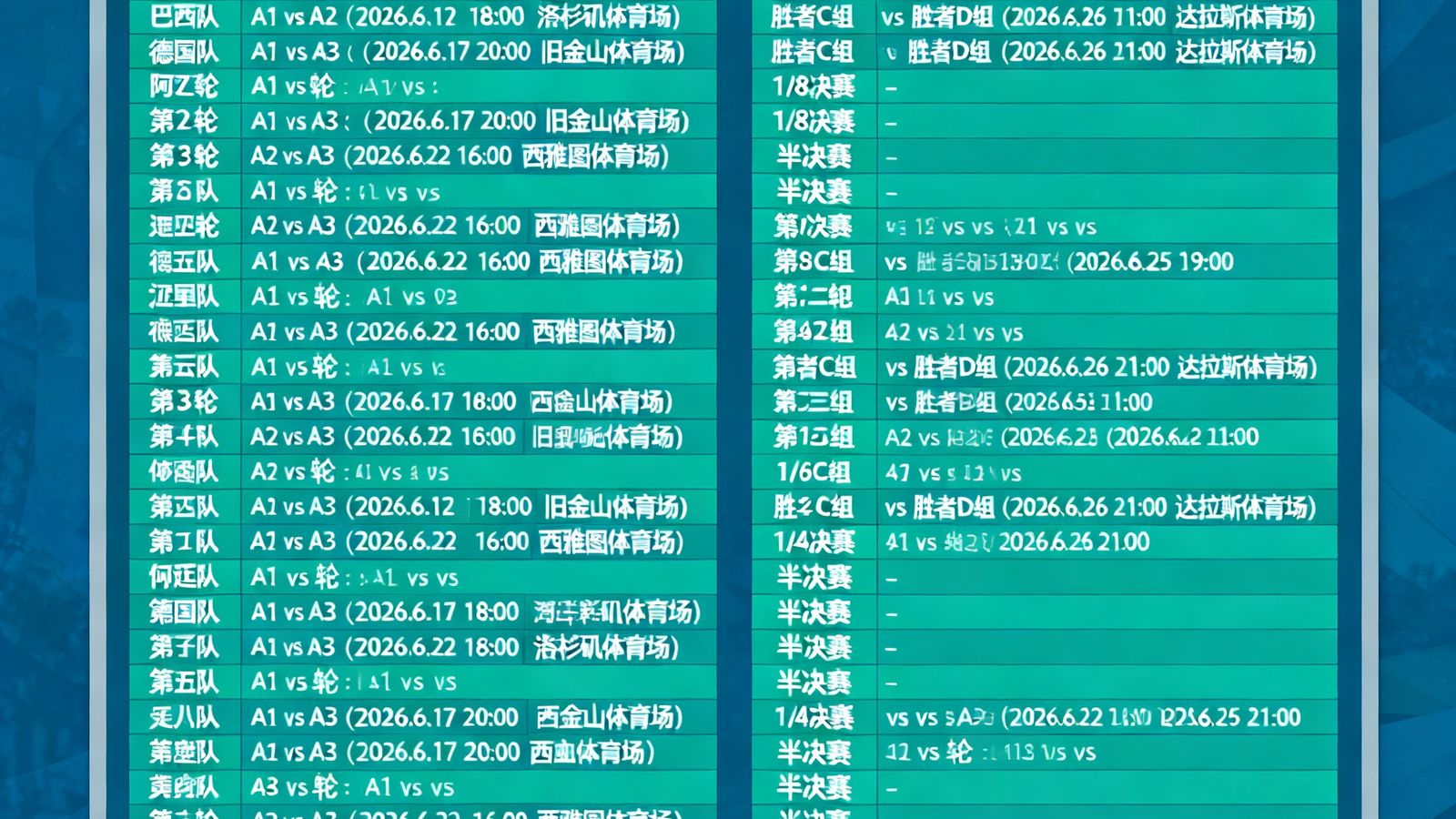 2026世界杯完整赛程表发布,48支球队的对阵安排以信息图形式清晰呈现